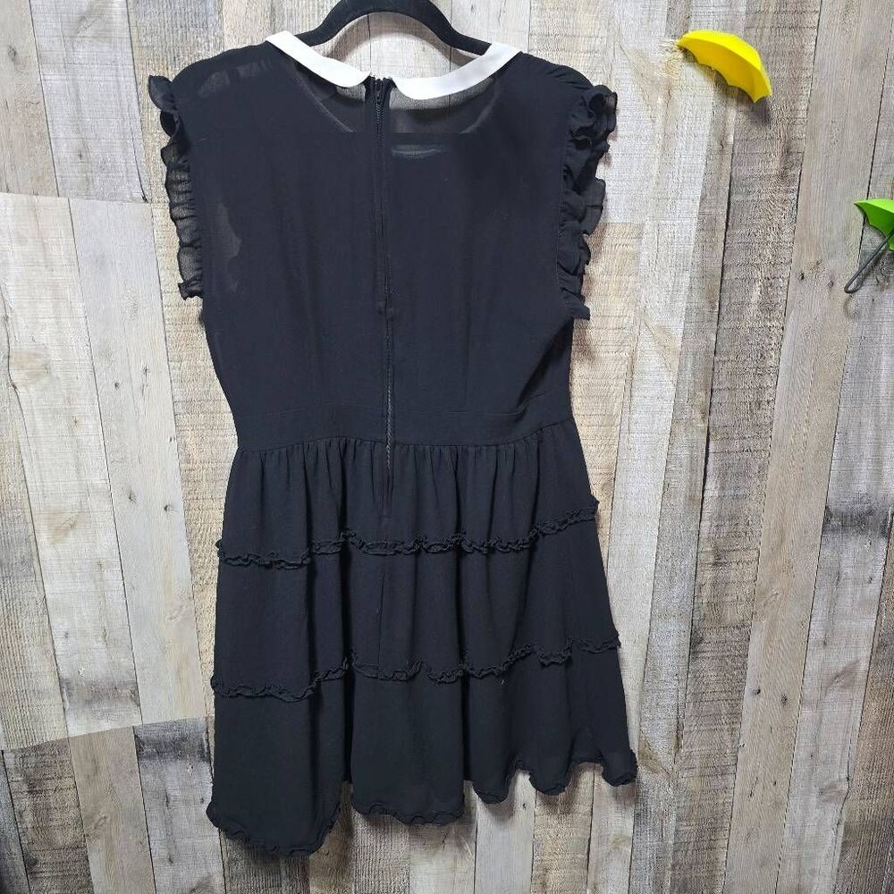 Hot Topic Black and White Collar Goth Wednesday Addams Whimsygoth Mini Dress - Picture 4 of 5